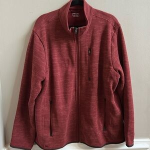 UNTUCKit Men’s Kezoh Dark Chili Red Fleece Full Zip Jacket Sweatshirt XX Large
